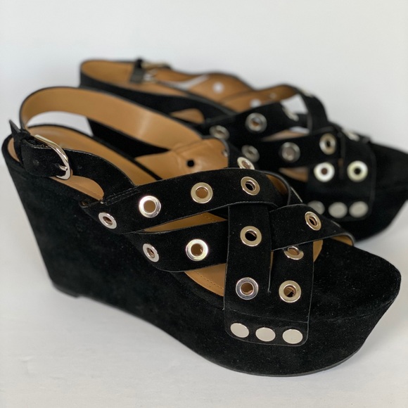 Marc Fisher LTD Wedge Bloom Black sandal - Picture 2 of 7